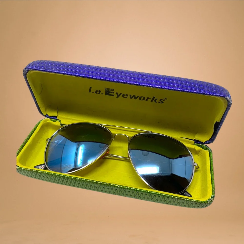 Tommy Hilfiger Sunglasses Tony OM165 Aviator Blue Mirrored Silver Frame + Case